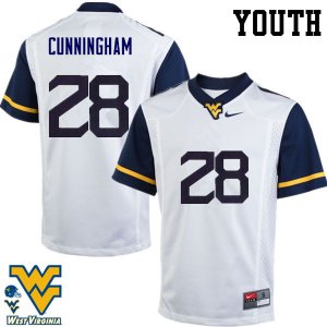 Youth West Virginia Mountaineers NCAA #28 Nunu Cunningham White Authentic Nike Stitched College Football Jersey RW15J55IY